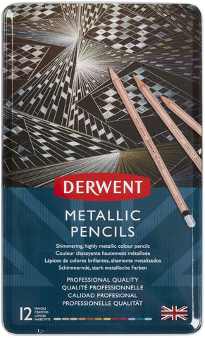 Derwent Metallic Pencils W/Tin 12/Pkg