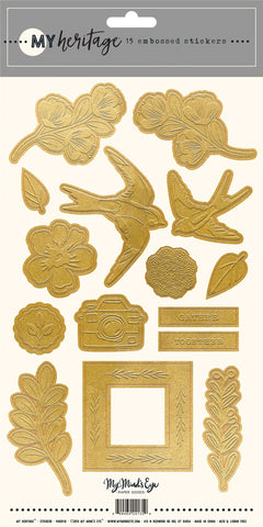 My Heritage Embossed Stickers 15/Pkg