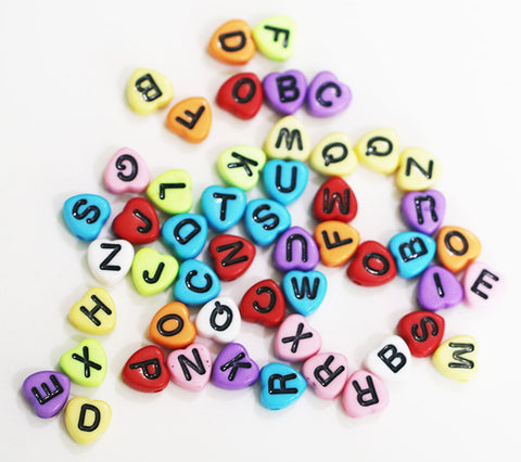 Dress My Crafts Heart Letter Beads 50/Pkg