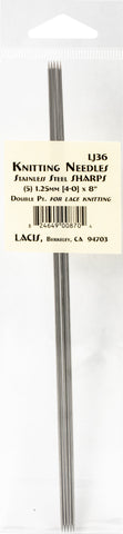 Lacis Double Pointed Steel Knitting Needles 8" 5/Pkg