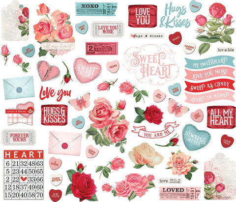 Simple Vintage My Valentine Bits & Pieces Die-Cuts 60/Pkg