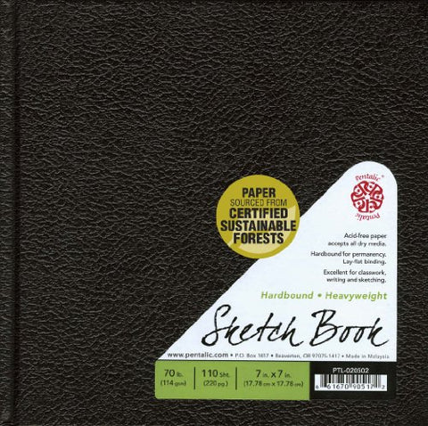 Pentalic Sketch Book, Hardbound, 7-Inch by 7-Inch