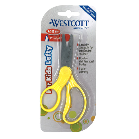 School Left-Handed Kids Scissors, Assorted Colors, 5 Pointed