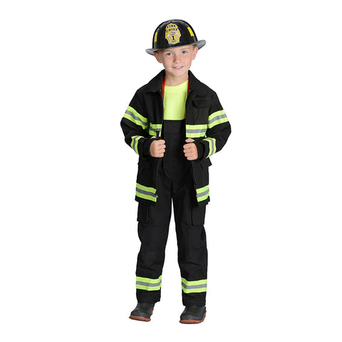 Black Firefighter Jacket & Bib Overalls W/Suspenders, Size 6/8