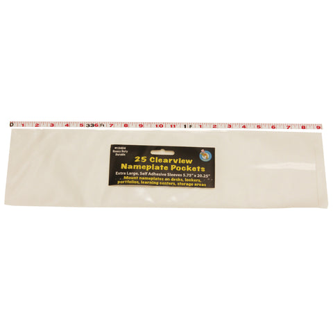 Clear View Self-Adhesive Extra Large Name Plate Pocket 5.75 X 21, Pack Of 25
