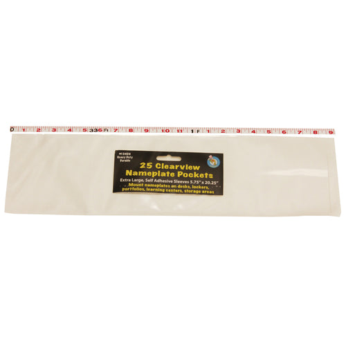 Clear View Self-Adhesive Extra Large Name Plate Pocket 5.75 X 21, Pack Of 25