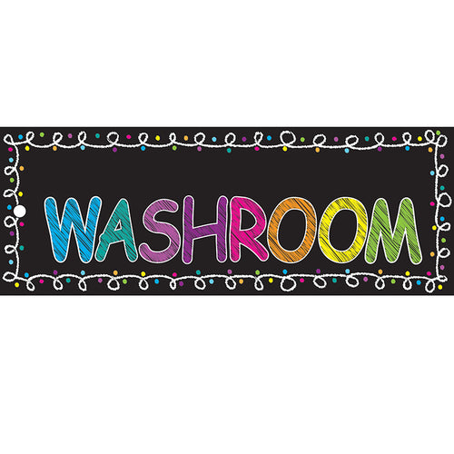 Chalk Loop Washroom Laminated 2-Sided Pass, 9 X 3.5