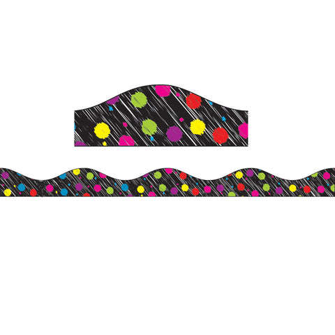 Magnetic Scallop Border Black Scribble Color Dots, 12'