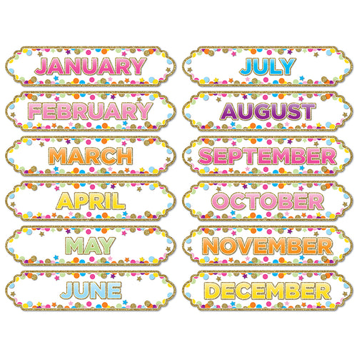 Magnetic Die-Cut Timesavers & Labels, Confetti Months Of The Year
