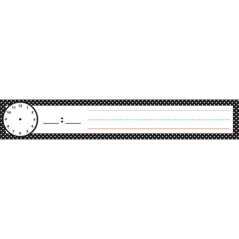 Pocket Chart Inserts, Scheduling/Sentence Strip Cards, 2 X 12, B&W Polka Dots, Pack Of 12