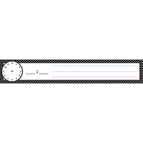 Pocket Chart Inserts, Scheduling/Sentence Strip Cards, 2 X 12, B&W Polka Dots, Pack Of 12