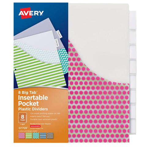 Big Tab„¢ Pocket Insertable Plastic Dividers, 8-Tab Set