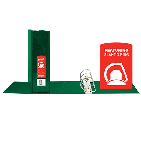 Bazic Slant D Ring View Binder With 2 Pockets, 2, Green