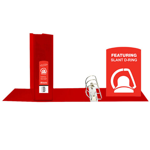 Bazic Slant D Ring View Binder With 2 Pockets, 2, Red
