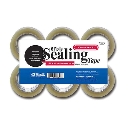 Bazic Clear Sealing Tape 6-Pack