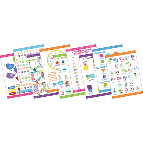 Early Learning Poster Set, 9 Posters, 19 X 13-3/8