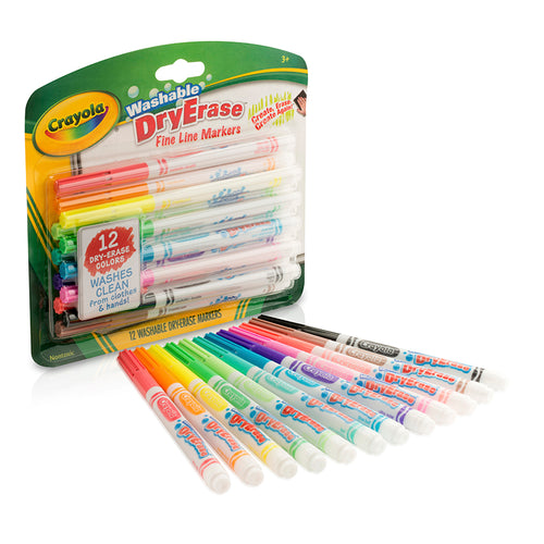 Dry Erase Fine Line Washable Markers, 12 Count