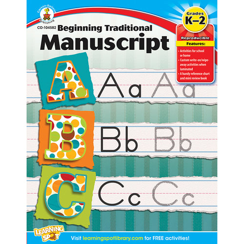 Beginning Traditional Manuscript Workbook, Grade K-2