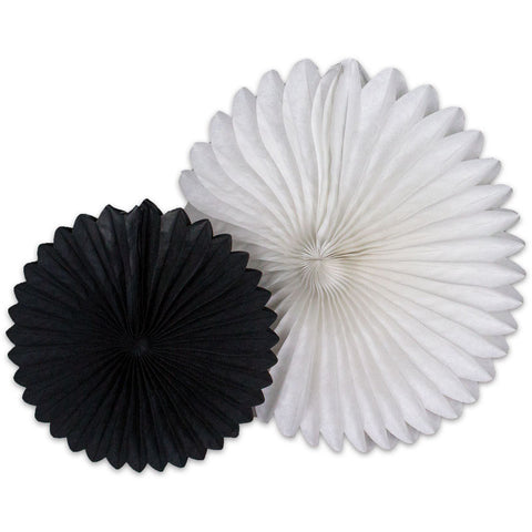 Black And White Fans Dimensional Accent, Set Of 4