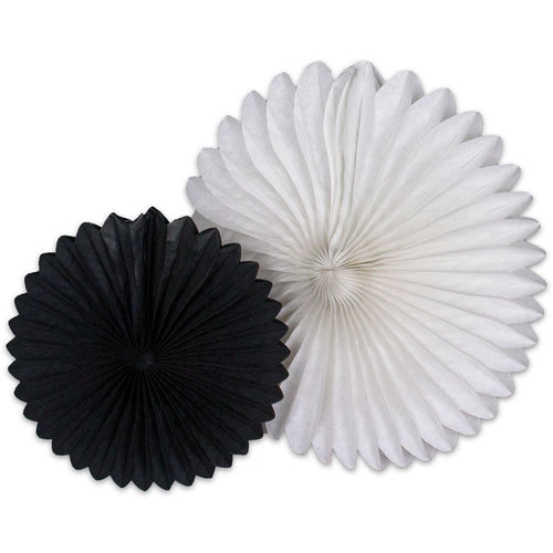Black And White Fans Dimensional Accent, Set Of 4