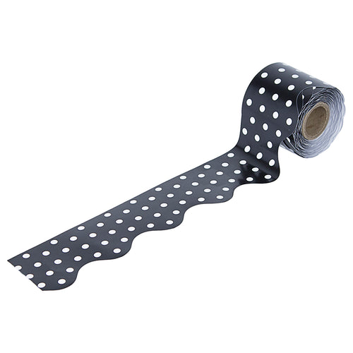 Black & White Dots Rolled Scalloped Borders, 36'