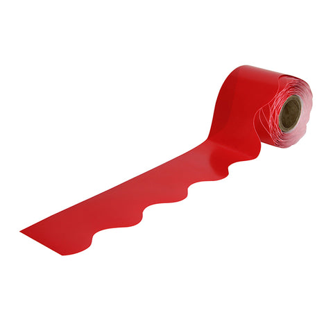 Red Rolled Scalloped Borders, 36'