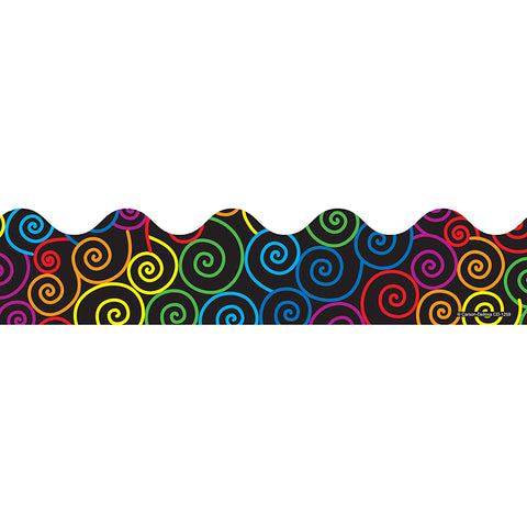 Rainbow Swirls Scalloped Border
