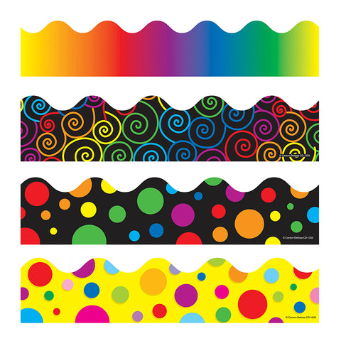 Scalloped Variety Border Set Iv: Rainbow, Colorful Dots, Big Rainbow Dots, And Rainbow Swirls