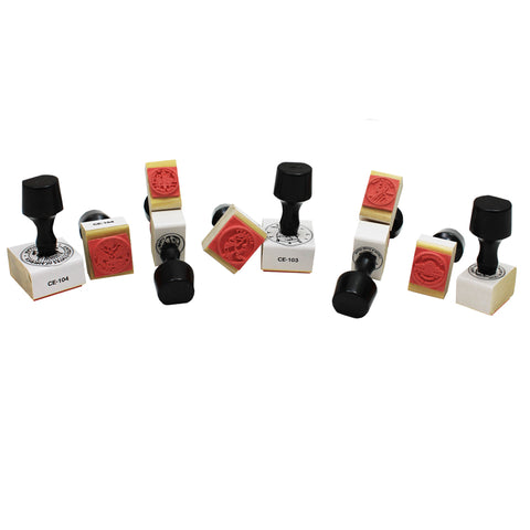 Coin Rubber Stamp Set, Heads & Tails With Handles, 10/Set