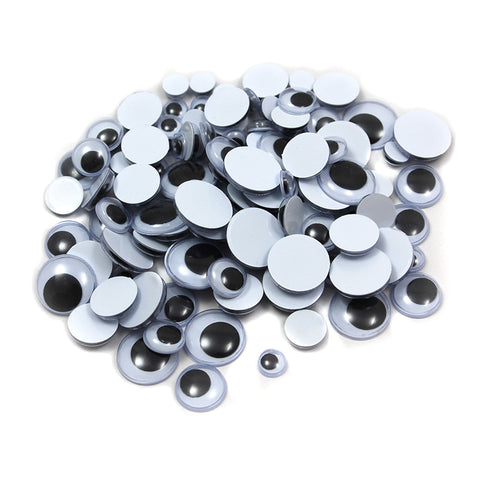 Wiggle Eyes - Round - Asst. Sizes/Black - 100/Bg