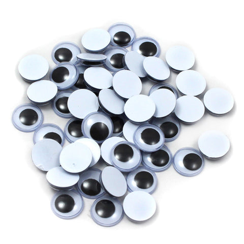 Wiggle Eyes - Round - 12Mm - Black - 50/Bg