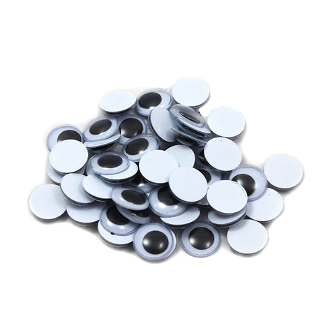 Wiggle Eyes - Round - 15Mm - Black - 50/Bg