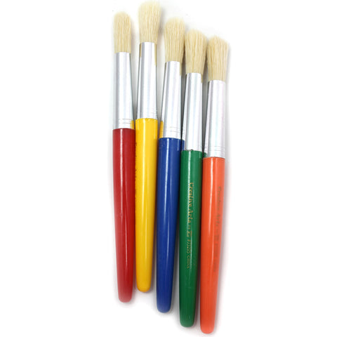 Brushes - Stubby Round - Rd Yl Bl Gr Or - 5/Set