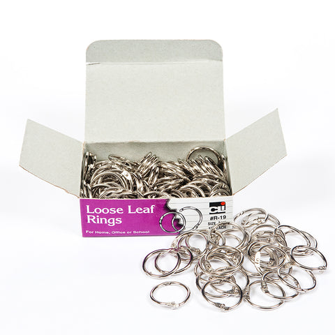 Loose Leaf Rings With Snap Closure, Nickel Plated, 3/4 Inch Diameter, 100/Box