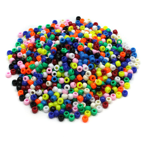 Pony Beads, Assorted Bright Hues, 6 Mm X 9 Mm, 1000 Pieces