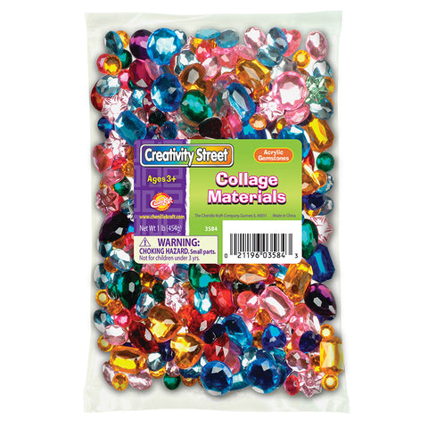 Acrylic Gemstones, Assorted Colors & Sizes, 1 Lb.