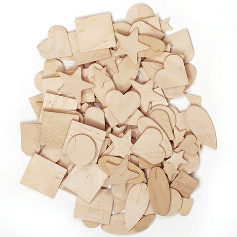 Wood Shapes, Natural Colored, Assorted Shapes, 0.5" To 2", 1000 Pieces