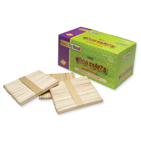 Regular Craft Sticks, Natural, 4.5 X 0.375, 1000 Pieces