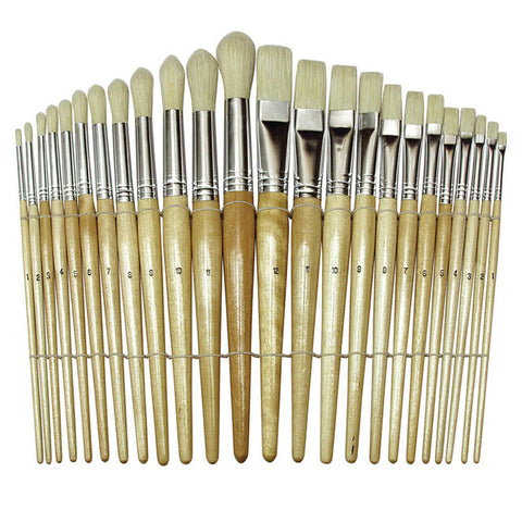 Beginner Paint Brushes, Preschool Brush Set, 6 To 8 Long, 24 Brushes