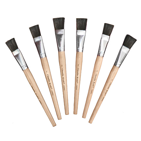 Easel Brushes, Short Handle, Short Handle, 1 Flat, 9 Long, 6 Brushes