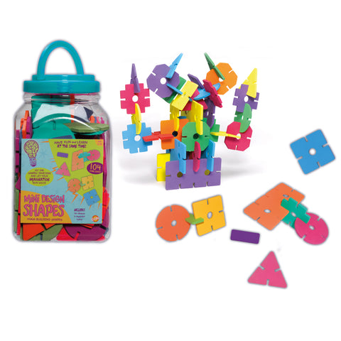 Wonderfoam Mini Design Shapes, Assorted Colors & Sizes, 104 Pieces