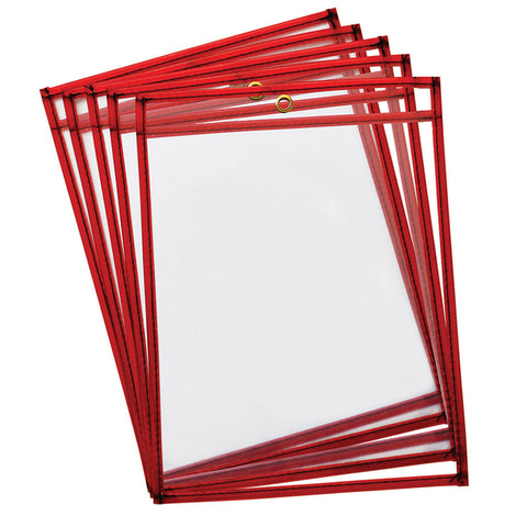 Dry Erase Pockets, Fluorescent Red, 9 X 12, 10 Pockets