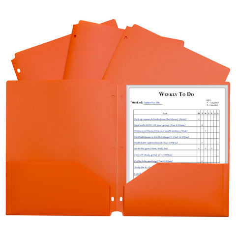 C-Line Two-Pocket Poly Portfolio With Three-Hole Punch, Orange