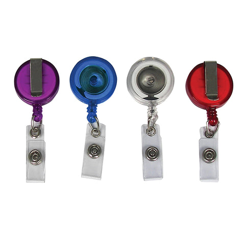C-Line Retracting Id Card Reels, Belt Clip, Assorted Colors, Pack Of 4