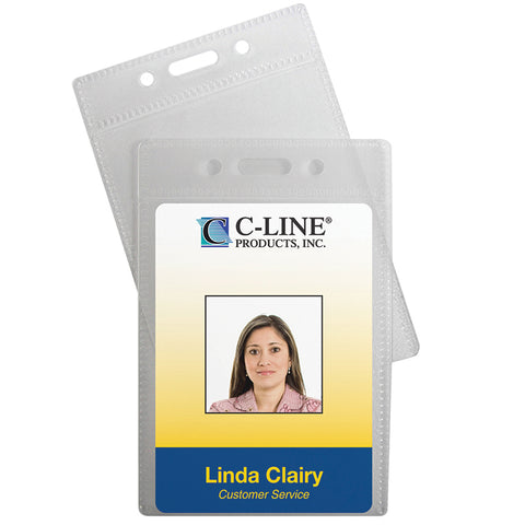 Poly Id Badge Holder, Vertical, 12 Pk