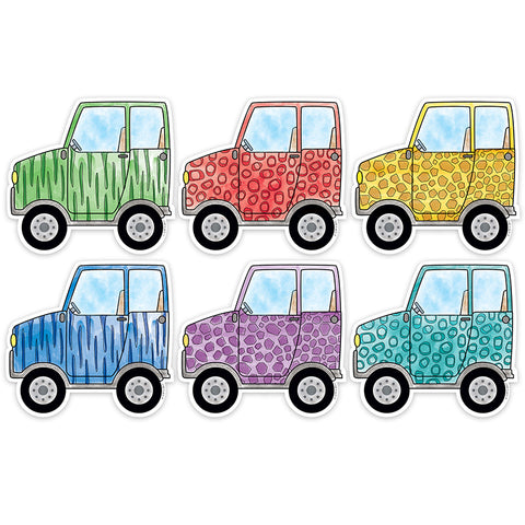 Safari Friends Off-Road Vehicles 6 Designer Cut-Outs, 36/Pack