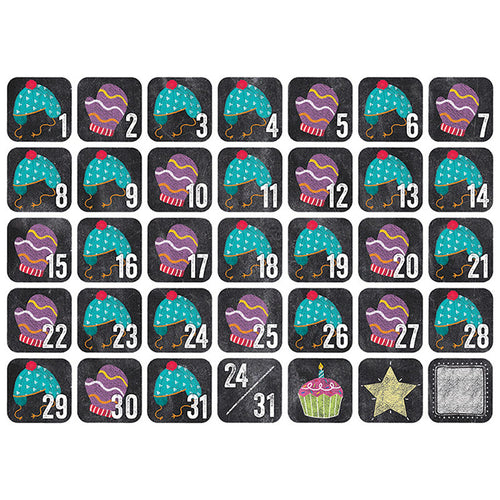 Chalk It Up! December Seasonal Calendar Days, 35/Pack