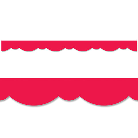 Poppy Red Stylish Scallops Border, 35 Feet