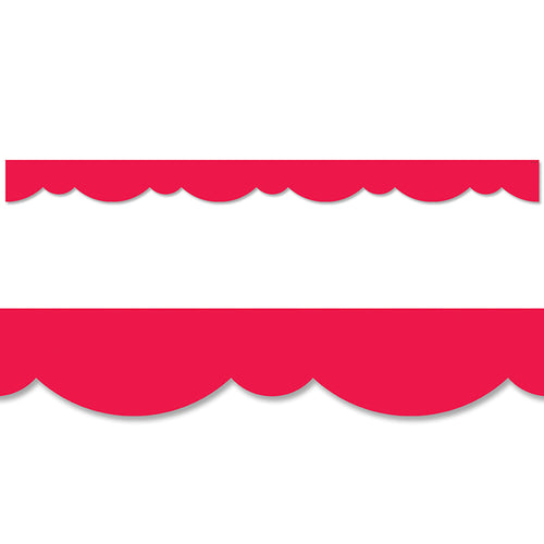 Poppy Red Stylish Scallops Border, 35 Feet