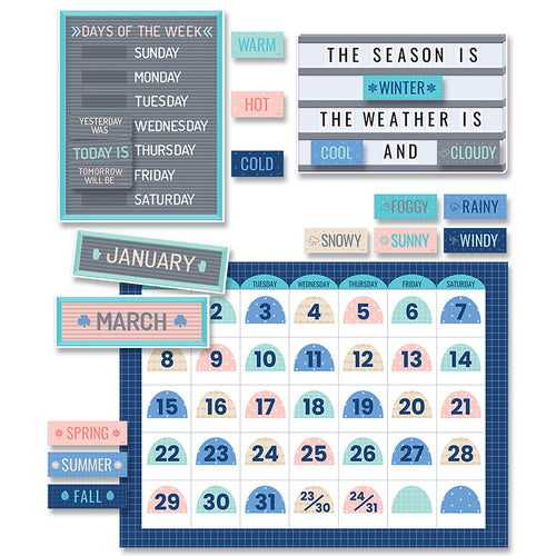 Calm & Cool Calendar Bulletin Board Set